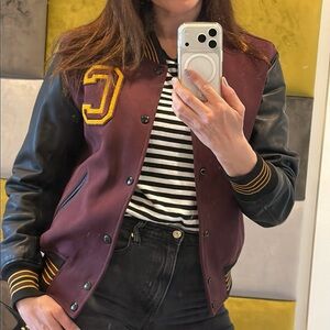 Coach Burgundy and Black Bomber Jacket